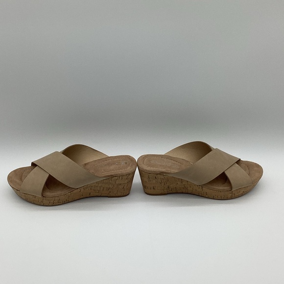 293. Chinese Laundry Tan Slip-On Wedge Sandals NWOT Size 9 - Picture 4 of 5